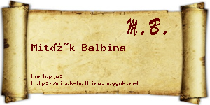 Miták Balbina névjegykártya